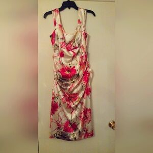 London Times,Floral Sleeveless Dress - Pink and Cream